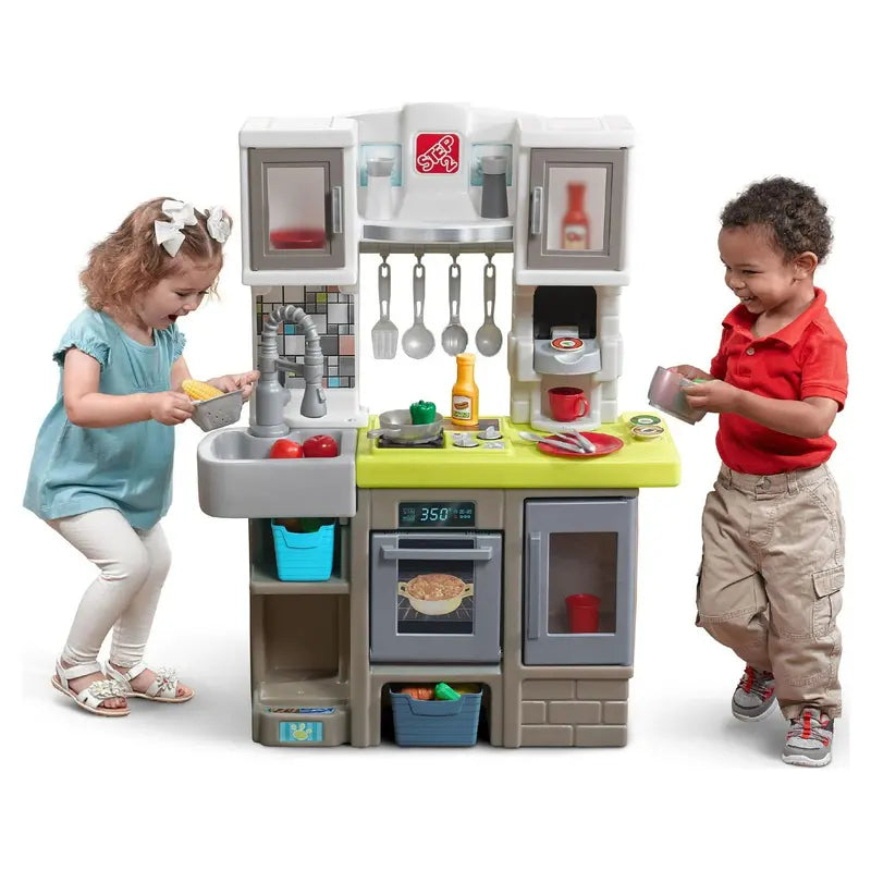 Step2 Contemporary Chef Play Kitchen – Brown and White Plastic Design