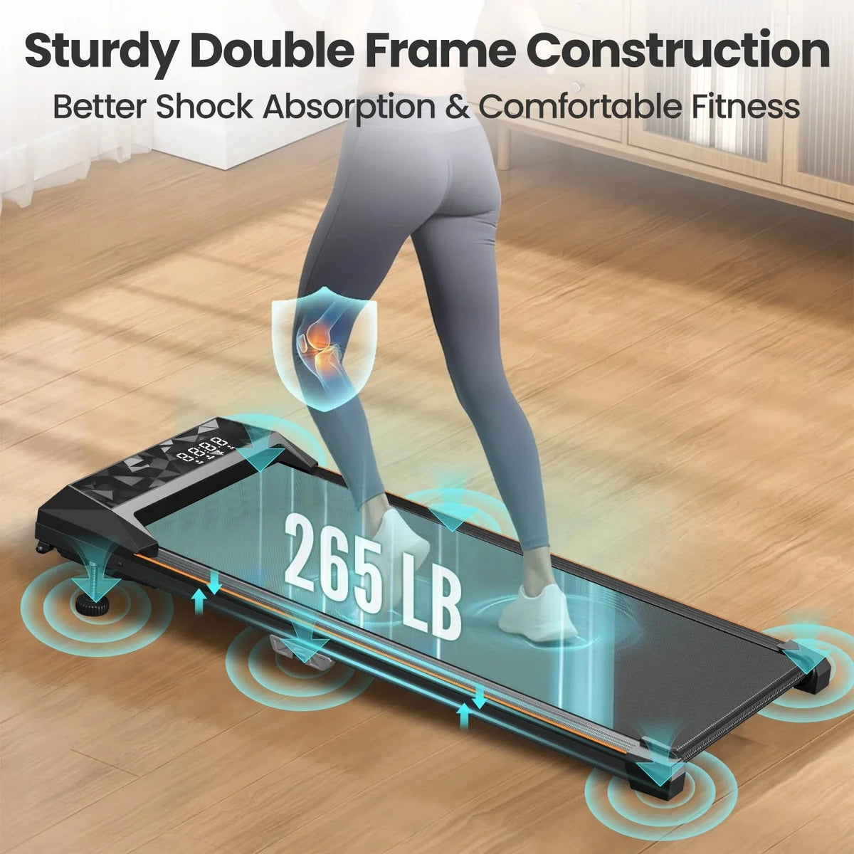 CoolHut Walking Pad, Under Desk Treadmill, 4-in-1 Home/Office Treadmill, No Installation, Low Noise, LED Display, 265 lb. Capacity with Remote Control
