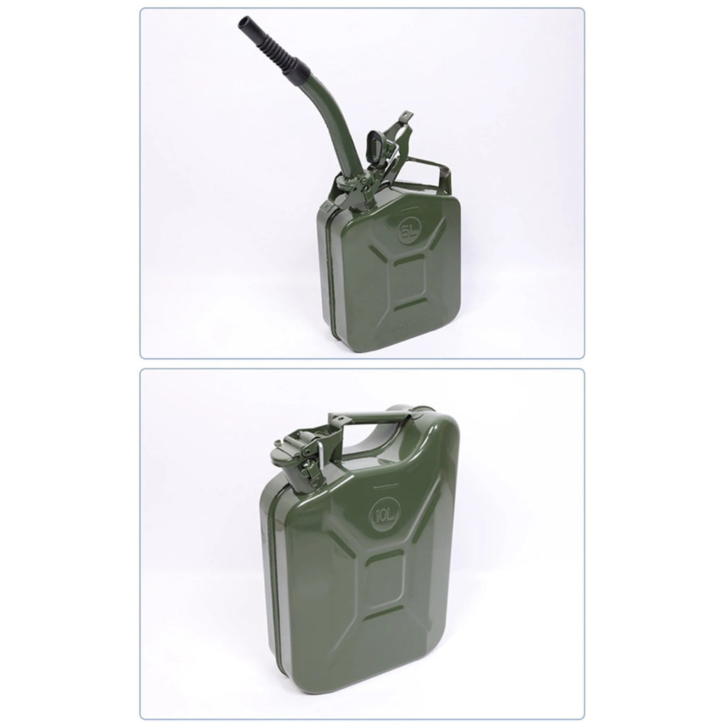 EUBUY 20L Green Metal Jerry Can Store Container with Fixed Spout for Petrol Oil Water Alcohol