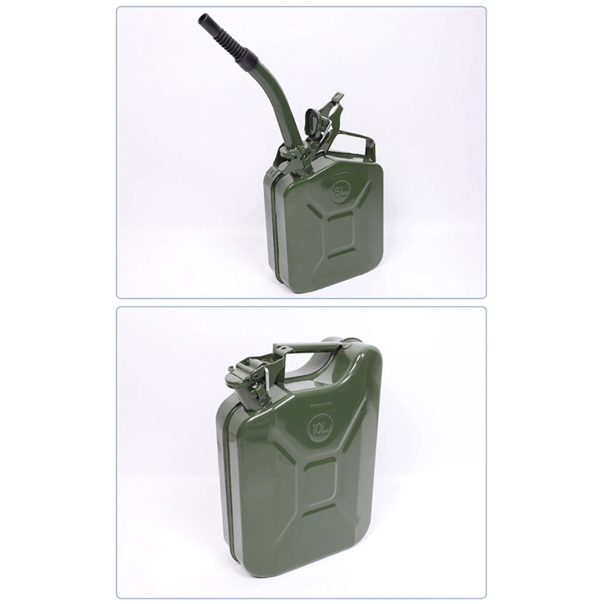 EUBUY 20L Green Metal Jerry Can Store Container with Fixed Spout for Petrol Oil Water Alcohol