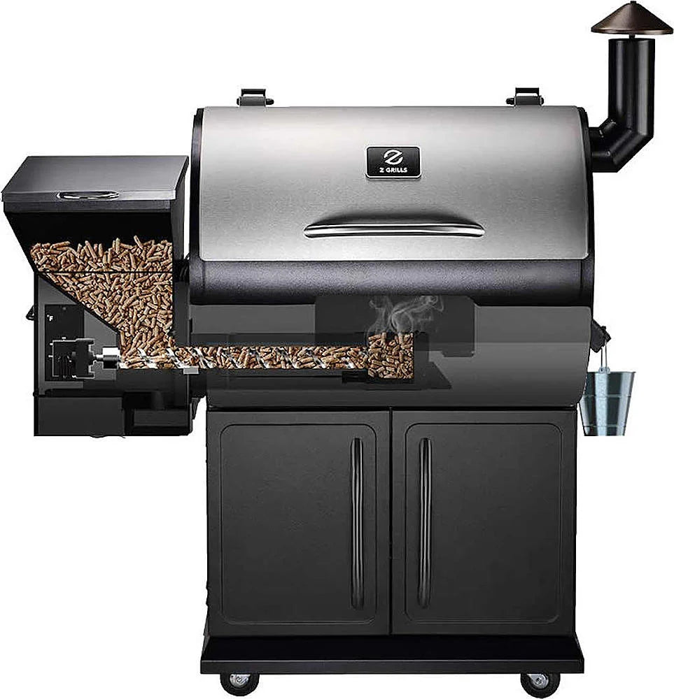 Z Grills ZPG-700E - Wood Pellet Grill and Smoker with Cabinet Storage 694 sq. in. - Stainless Steel
