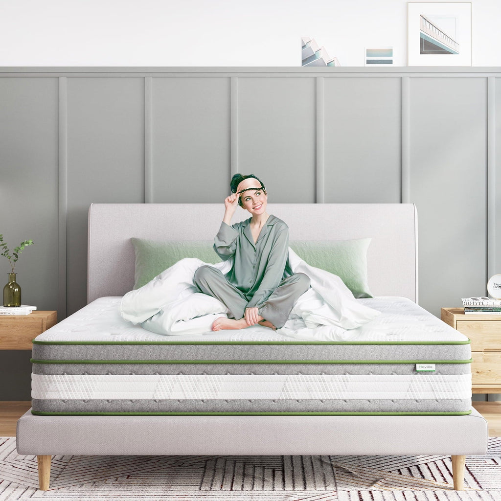 12 inch Queen Mattresses. Pocket Spring Hybrid Mattress with Gel Memory Foam for Cool Sleep