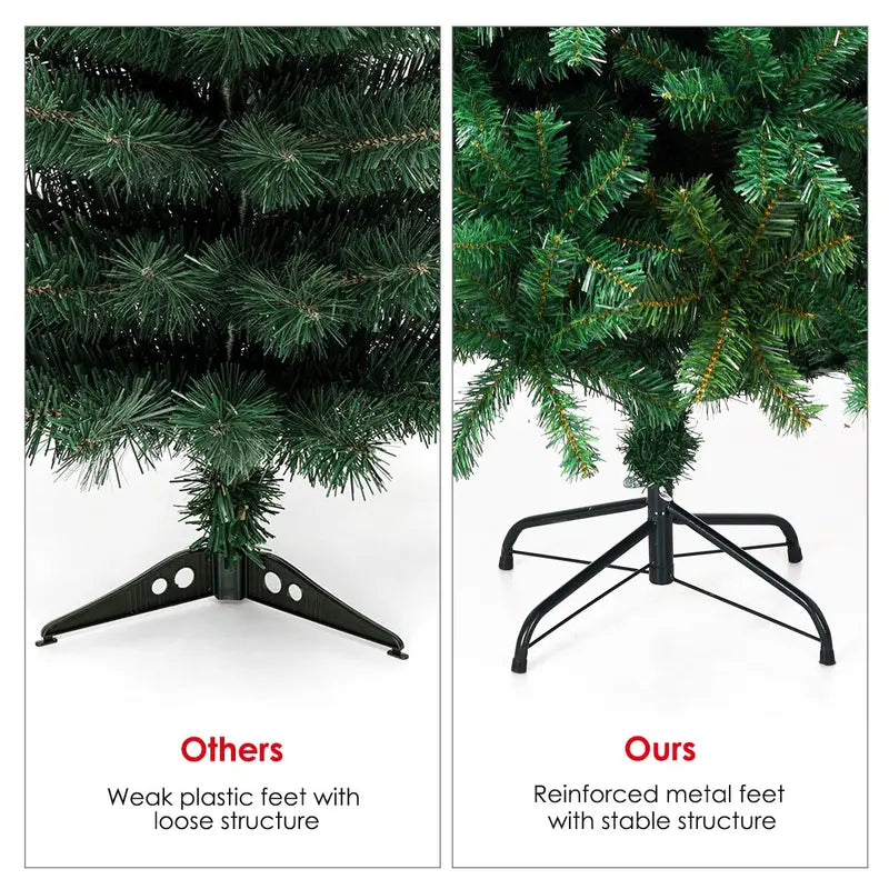 Sturdy Pre-Lit Artificial Christmas Tree with Reinforced Metal Stand