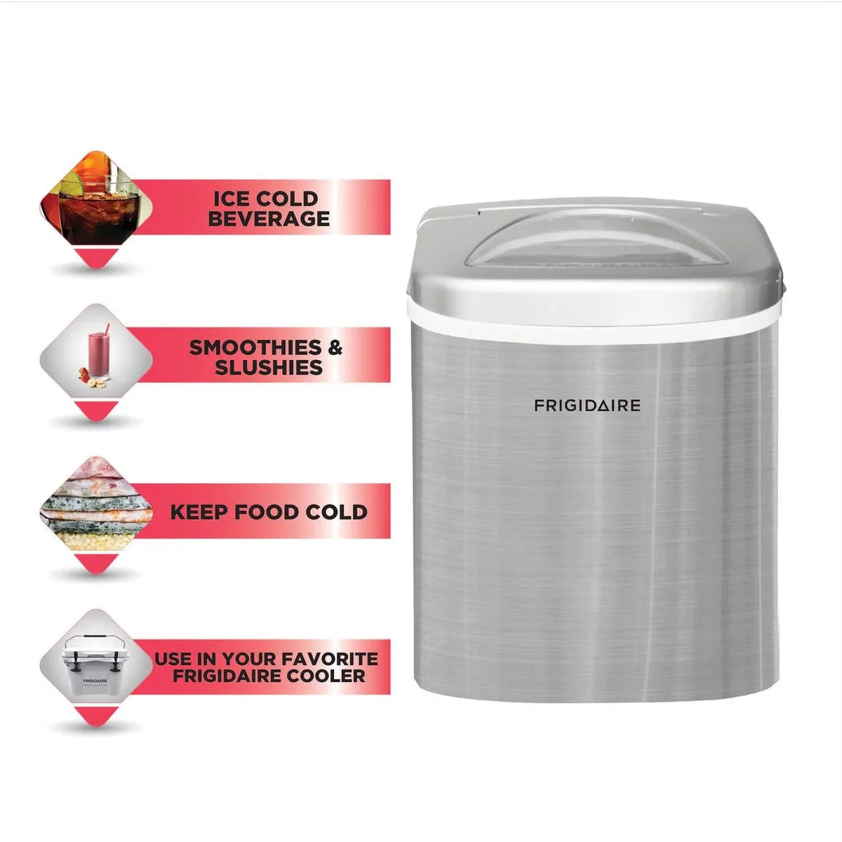 Frigidaire EFIC117-SS 26 lb. Countertop Ice Maker . Stainless Steel