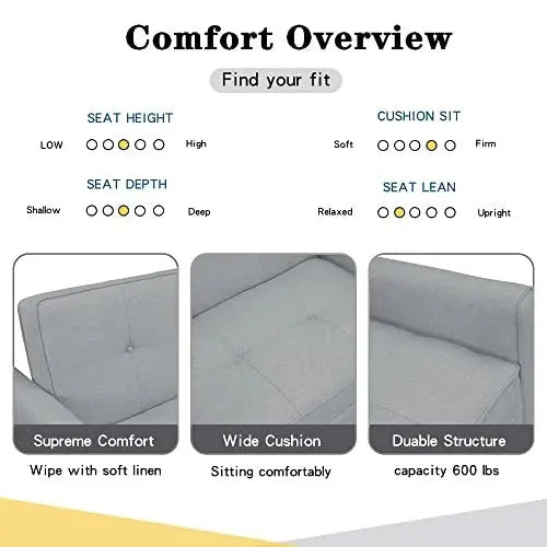 Convertible Sleeper Sofa Chair in Grey  Space-Saving Single Bed with USB Charging Port & Lumbar Support Pillows