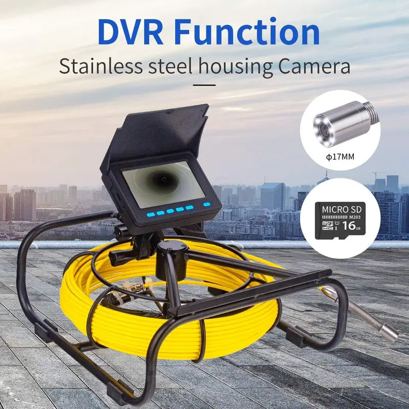 SYANSPAN Sewer Camera 100ft – 17mm Low Temp Resistant Pipe Inspection with 16GB DVR & LED Lights