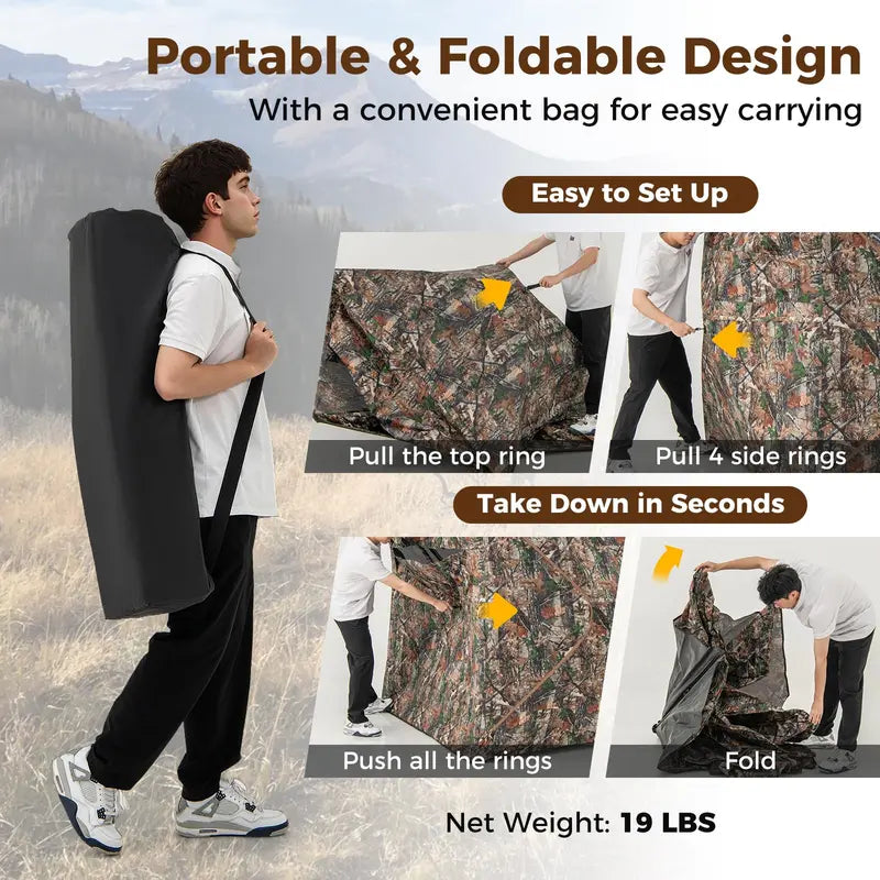 Spacious Camo Hunting Blind – Designed for 3–4 Hunters with 270° Field of View