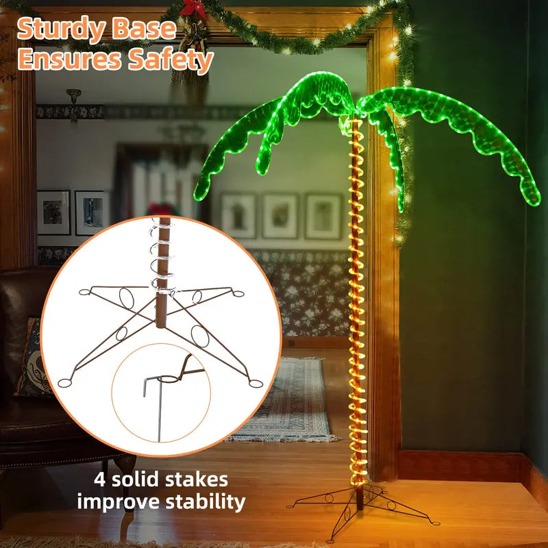 Outdoor Lighted Palm Tree Decor – Weatherproof Illuminated Patio Accent for Evening Ambiance