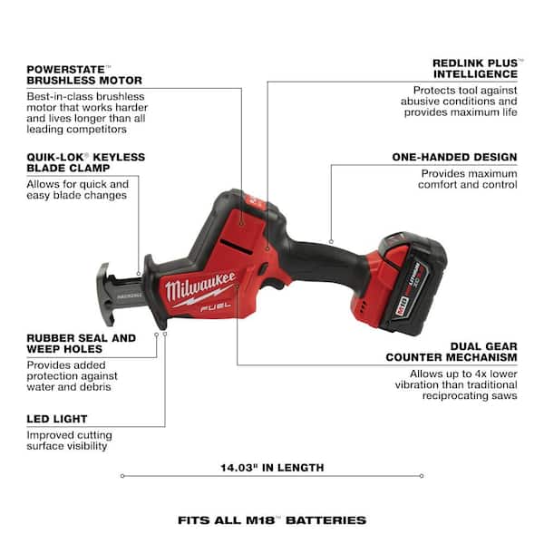 M18 FUEL 18V Lithium-Ion Brushless Cordless HACKZALL Reciprocating Saw Kit W/M18 Drywall Screw Gun