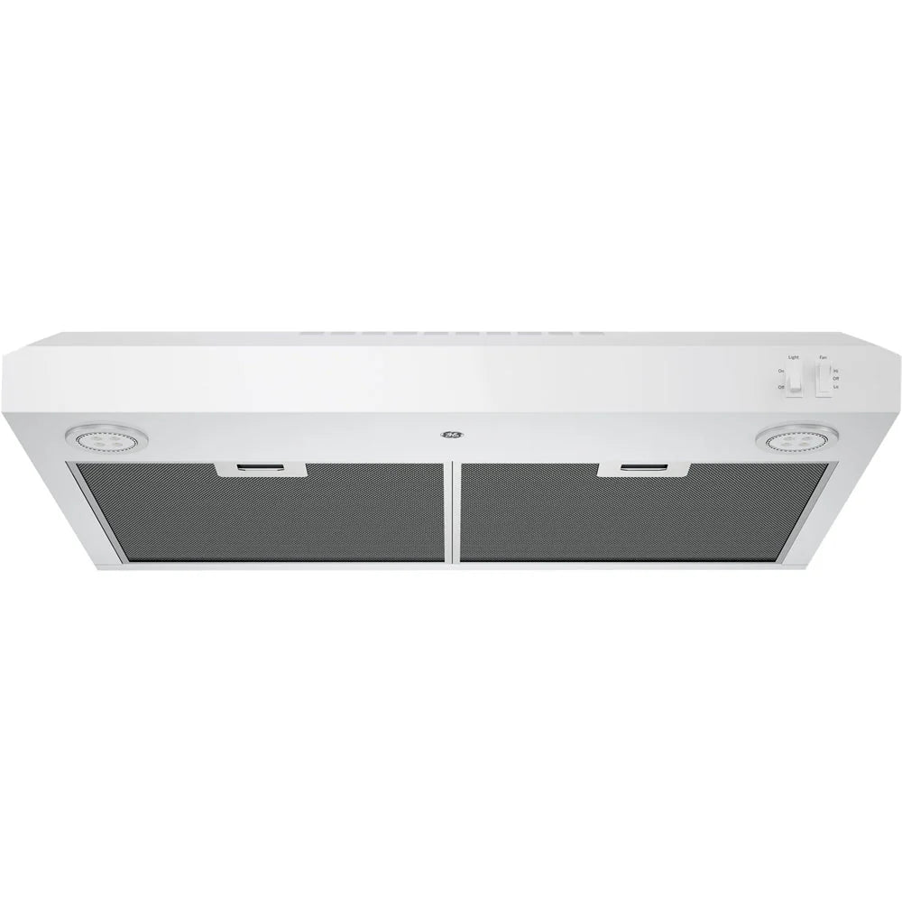 GE - 30" Convertible Range Hood - White on white