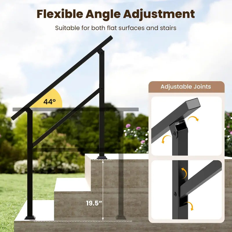 Compact Outdoor Metal Handrail for 0  Steps