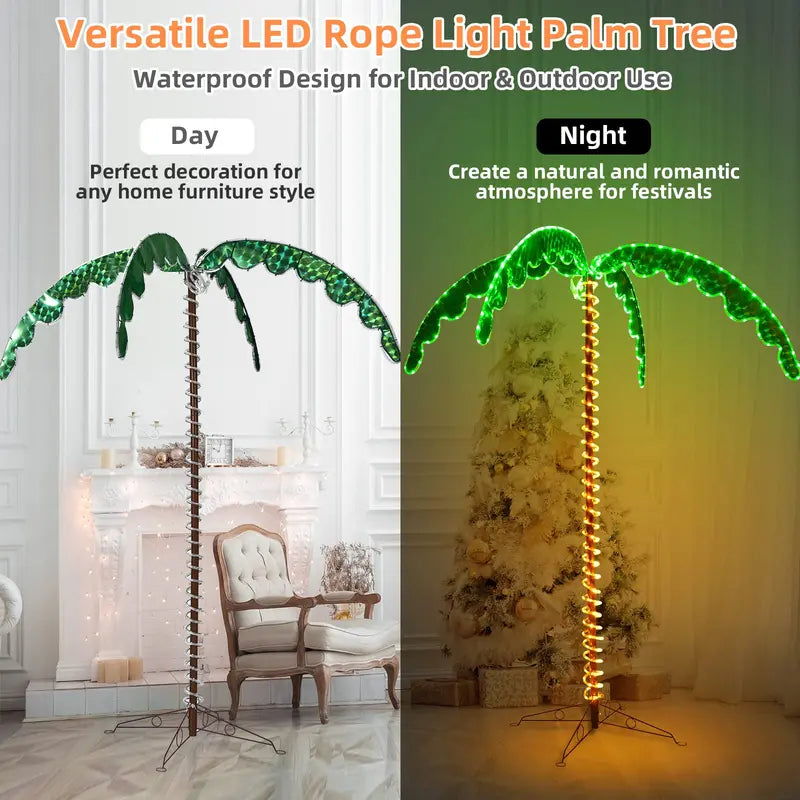 Outdoor Lighted Palm Tree Decor – Weatherproof Illuminated Patio Accent for Evening Ambiance