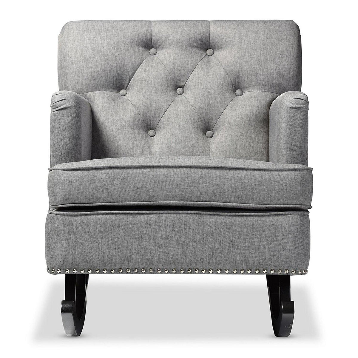 Baxton Studio Bethany Modern and Contemporary Gray Fabric Upholstered Button - Tufted Rocking Chair