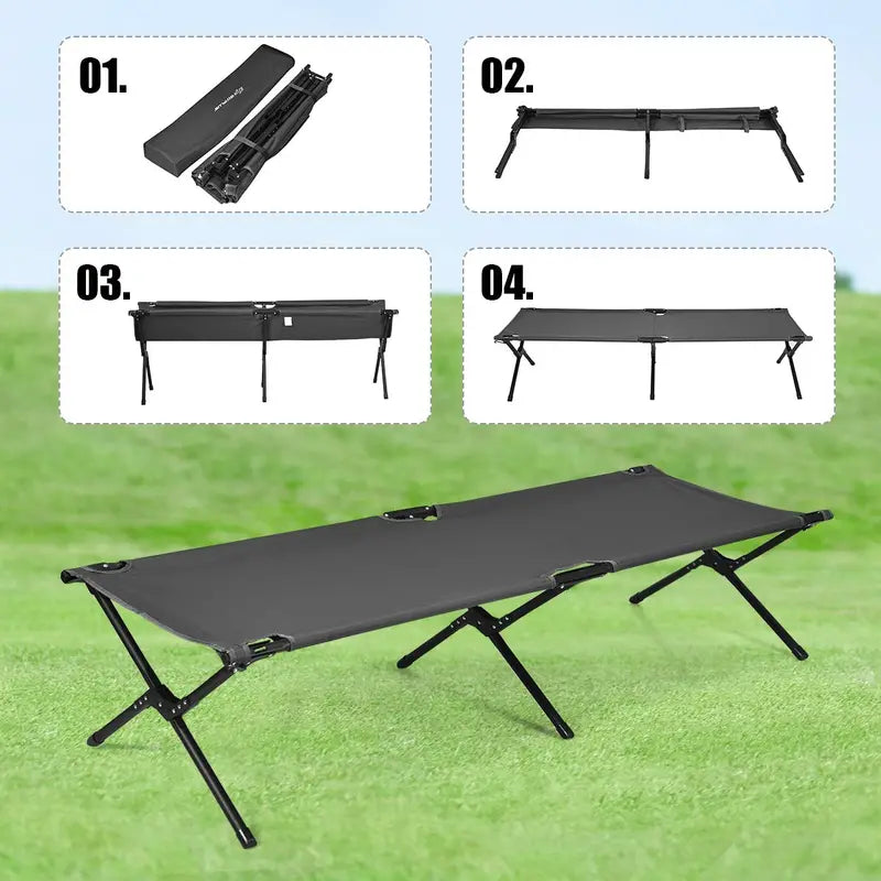 Travel-Ready Folding Camping Cot with Durable Carry Bag Included