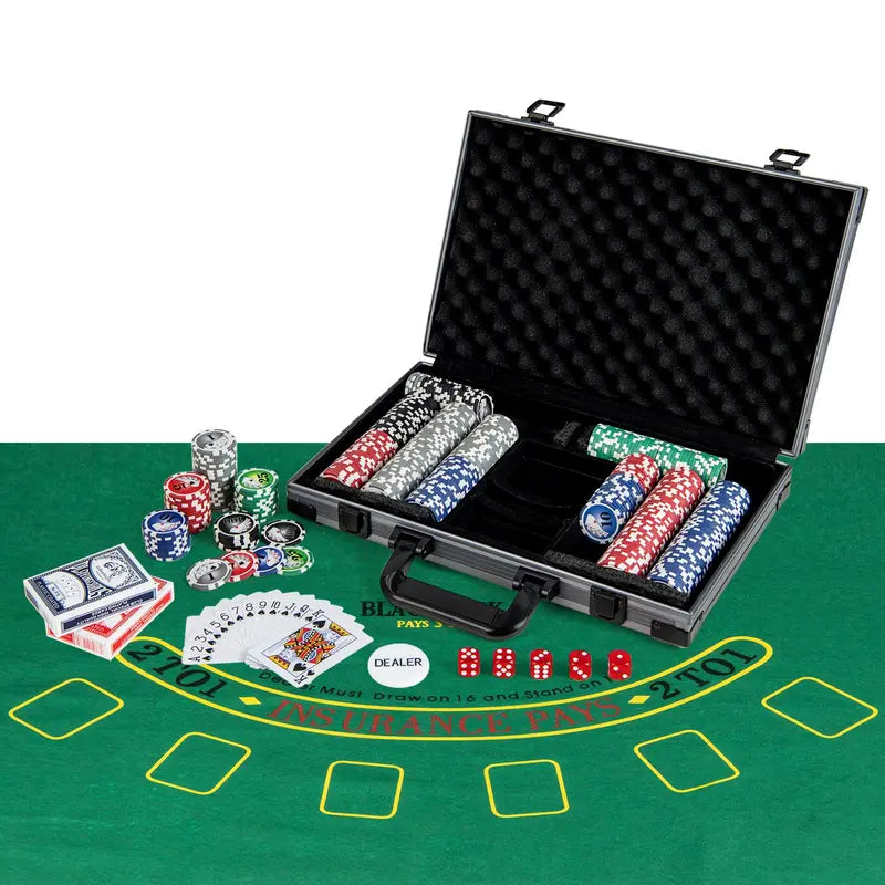 Compact 400-Piece Casino-Style Poker Chip Set  With 6 Card Decks and Dealer Button