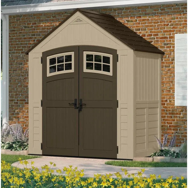 Sutton Outdoor Plastic Storage Shed – 7'5″ W × 4′ D Resin Structure