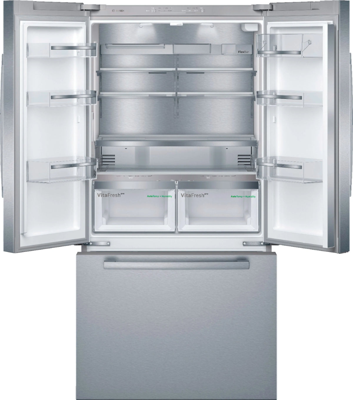 Bosch - 800 Series 21 Cu. Ft. French Door Counter-Depth Smart Refrigerator - Stainless steel