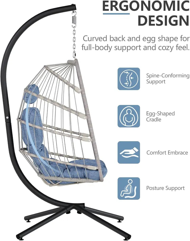 SWITTE All-Weather Egg Swing Chair — Durable Wicker Hanging Seat Rated for 350 lbs