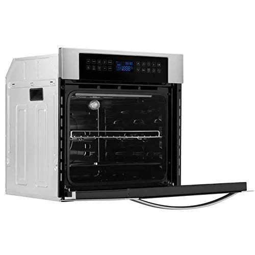 Empava 24 Inch Electric Single Wall Oven 10 Cooking Functions Deluxe 360° ROTISSERIE with Sensitive Touch Control in Stainless Steel