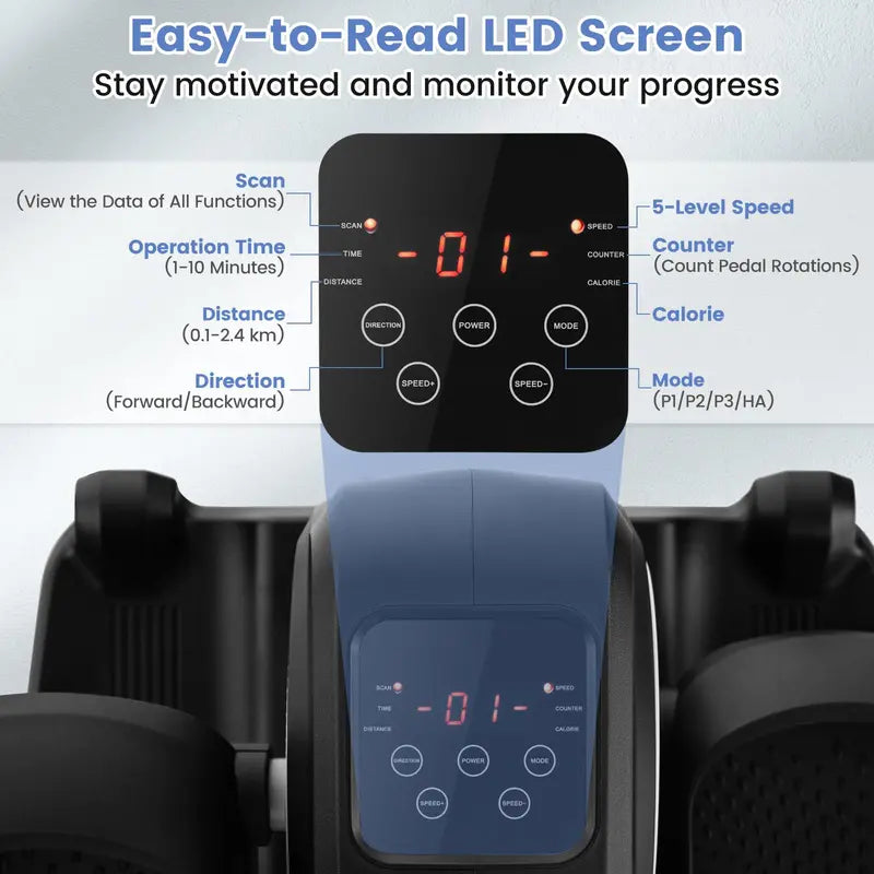 Under-Desk Electric Elliptical – Quiet Seated Pedaler with Digital LED Monitor & Resistance Control