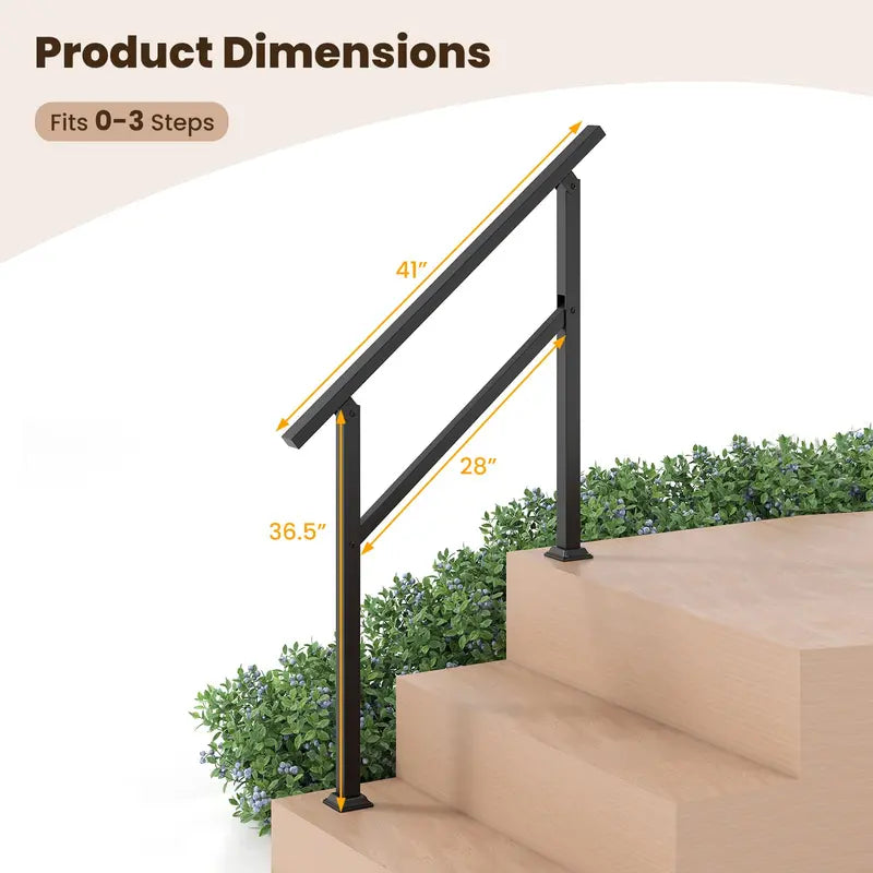 Compact Outdoor Metal Handrail for 0  Steps