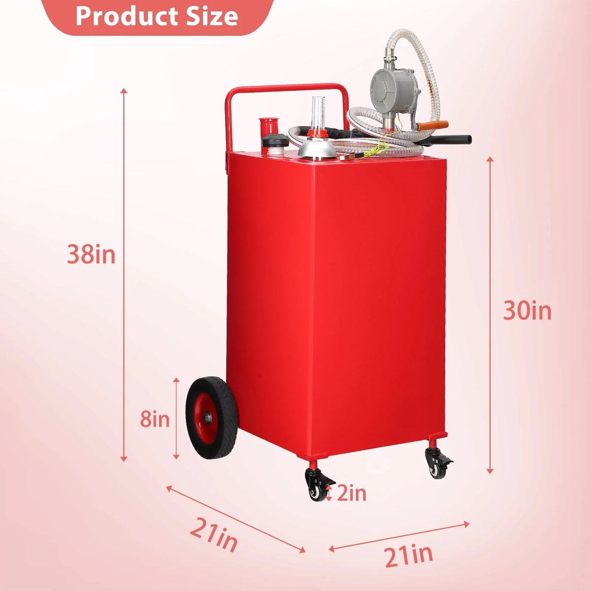 Fuel Caddy, 30 Gallon Portable Gas Storage Tank On 4 Wheels with Manual Transfer Pump, Gasoline Diesel Fuel Container with Manual Transfer Siphon Pump, for Cars, Lawn Mowers, ATVs, Boats