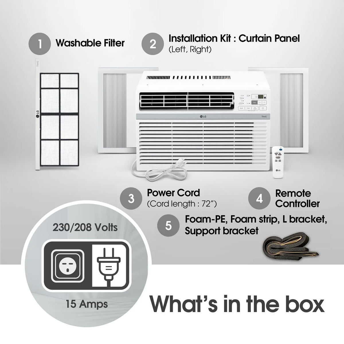 LG 24, 500 BTU 1550 Sq Ft 230V Window Air Conditioner, LW2524RD