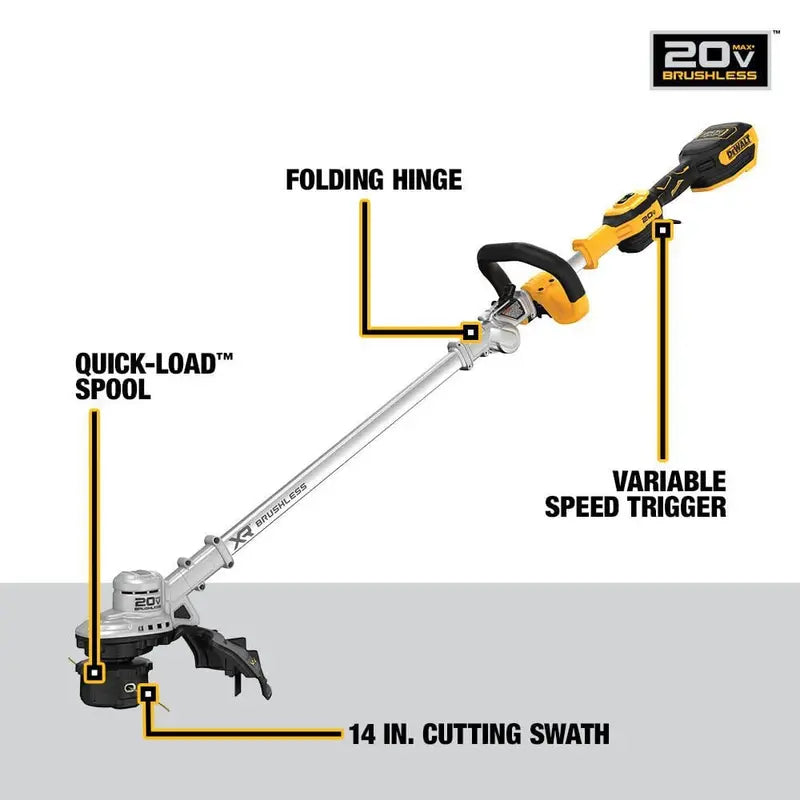 DEWALT 20V MAX 14 in. Folding String Trimmer (Tool Only) DCST922B from DEWALT