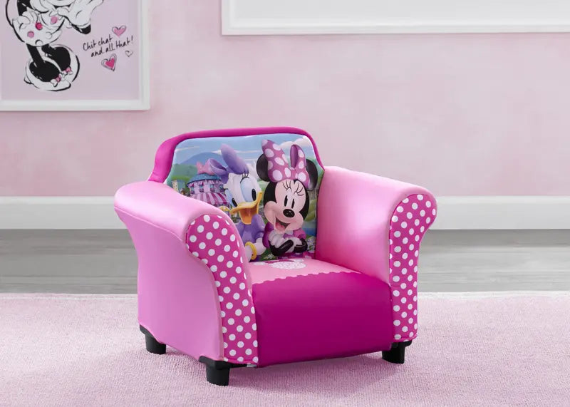 Delta Children Disney Minnie Mouse Kids Upholstered Chair with Sculpted Plastic Frame