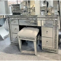 Sparkling Diamond-Finished 7-Drawer Mirrored Vanity Table with Elegant Dressing Mirror