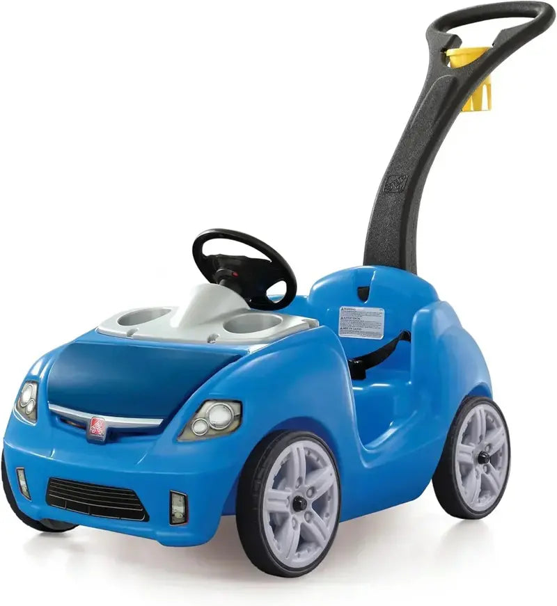 Step2 Whisper Ride II Pink Push Toy Car – Ride-On Vehicle with Seat Belt and Foldaway Storage