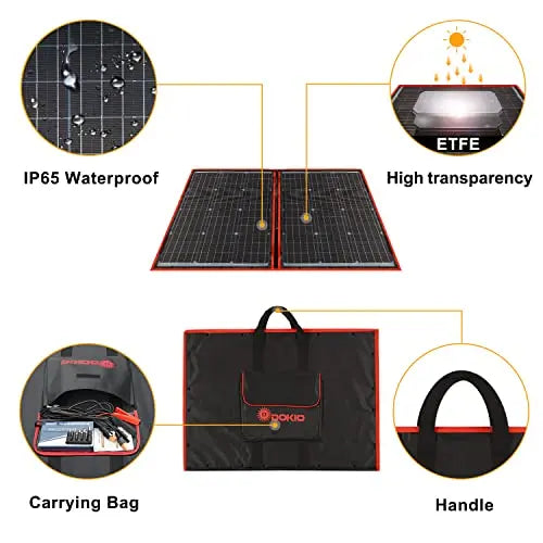 DOKIO 110w 18v Portable Foldable Solar Panel Kit, Solar Charger With Controller 2 Usb Output