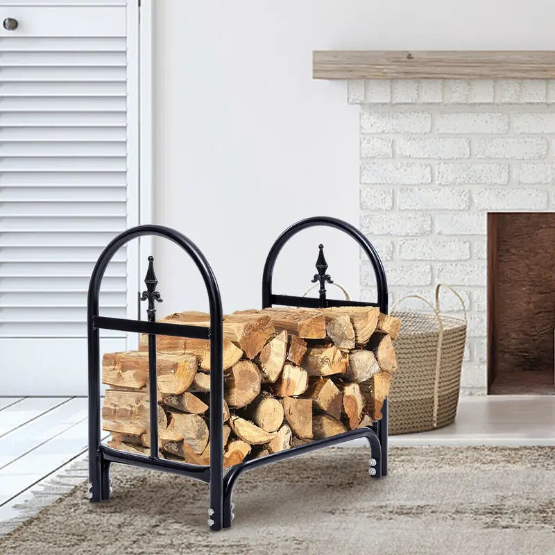 Compact 2-Foot Firewood Rack  Space-Saving Indoor and Outdoor Log Holder