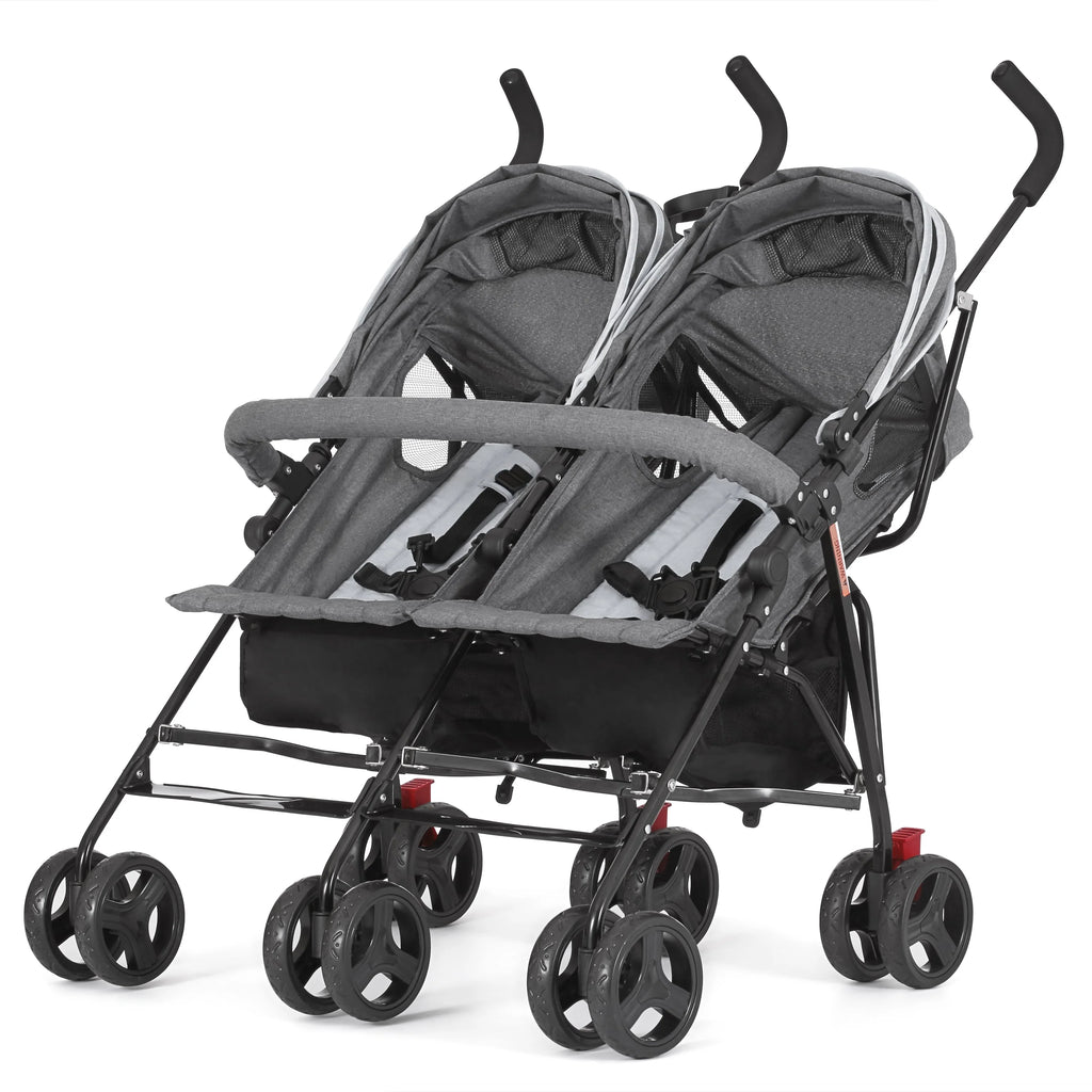 Dream On Me Volgo Twin Umbrella Stroller, Dark and Light Grey