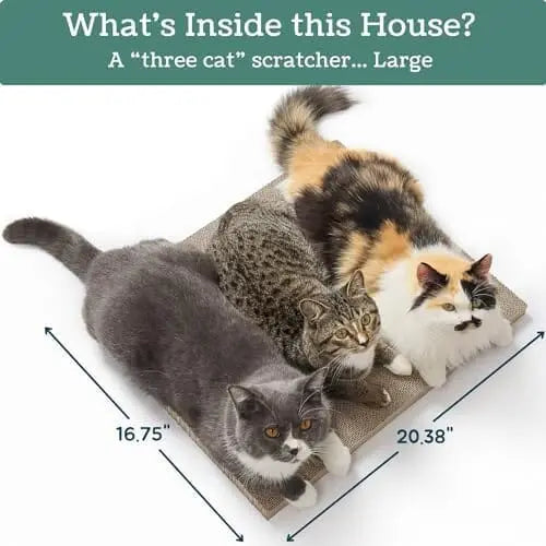 Spacious Cardboard Cat House for Indoor Cats, Durable Camper Tent Design, Easy Assembly, Furniture Protector