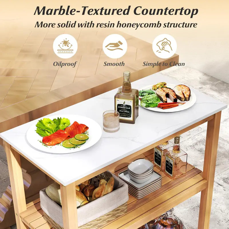 Three-Tier Wooden Patio Sideboard – 32″ x 16″ x 36″ Outdoor Serving and Storage Unit