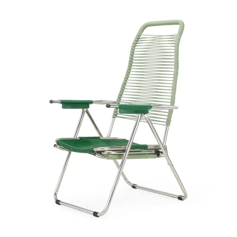 Spaghetti Outdoor Lounge Chair – Sage Green Woven Frame