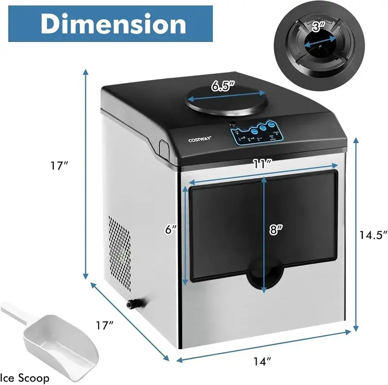 COSTWAY Countertop Ice Maker  Water Dispenser Included, 3 Ice Sizes, 48 lbs/Day Output