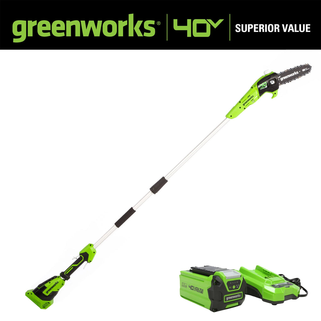 Greenworks 40V 8" Cordless Pole Saw with 2.0 Ah Battery and Charger . 1403702