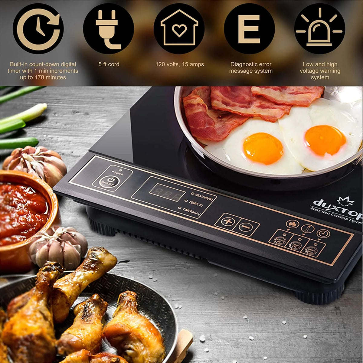 Duxtop 1800W Portable Induction Cooktop Countertop Burner . Gold 8100MC/BT-180G3