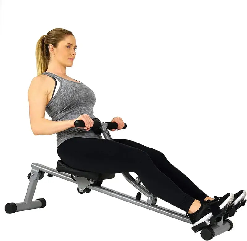 Sunny Health & Fitness Compact Rowing Machine – 12-Resistance-Level Indoor Rower with Space-Saving Design
