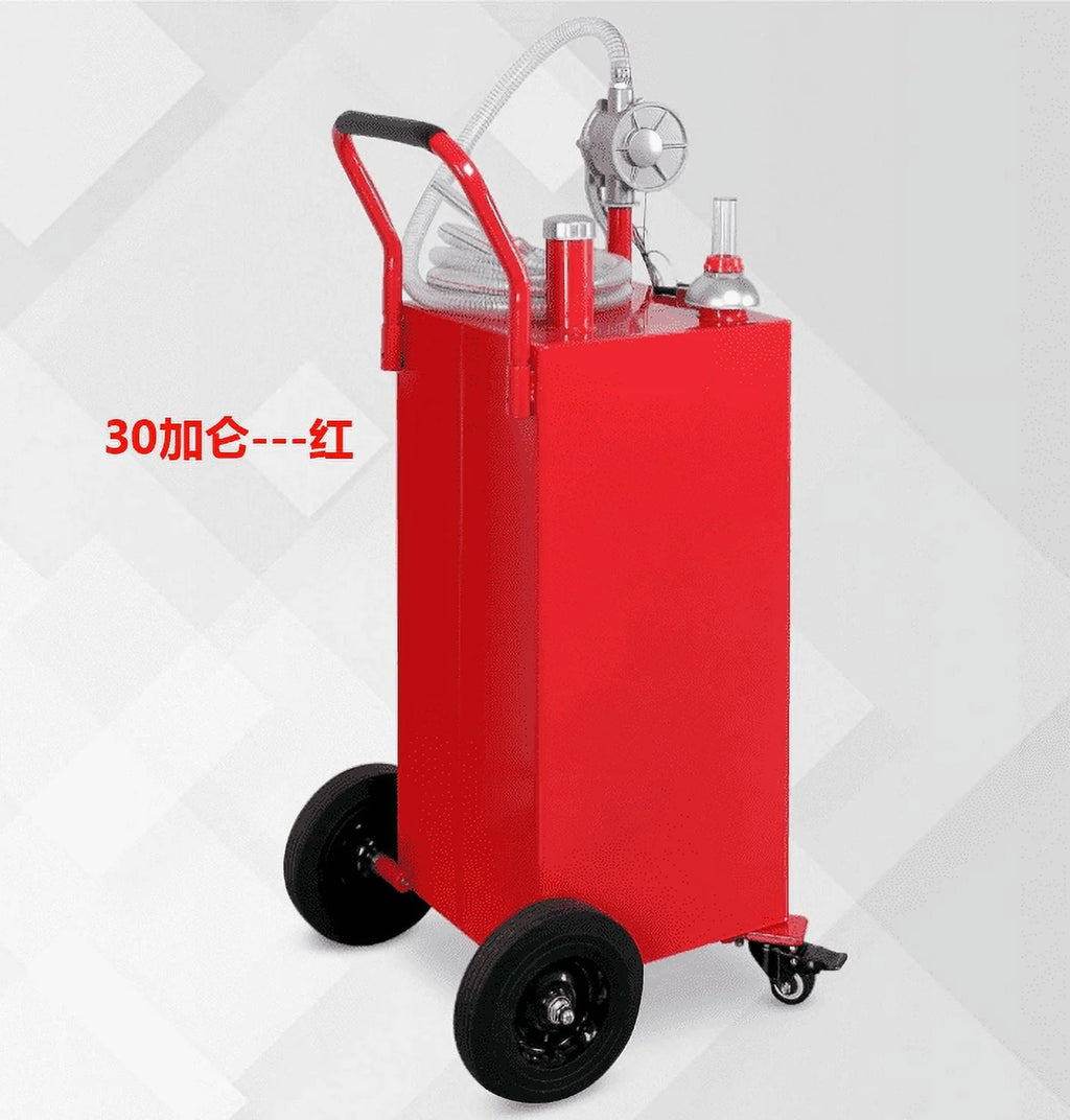 Fuel Caddy, 30 Gallon Portable Gas Storage Tank On 4 Wheels with Manual Transfer Pump, Gasoline Diesel Fuel Container with Manual Transfer Siphon Pump, for Cars, Lawn Mowers, ATVs, Boats