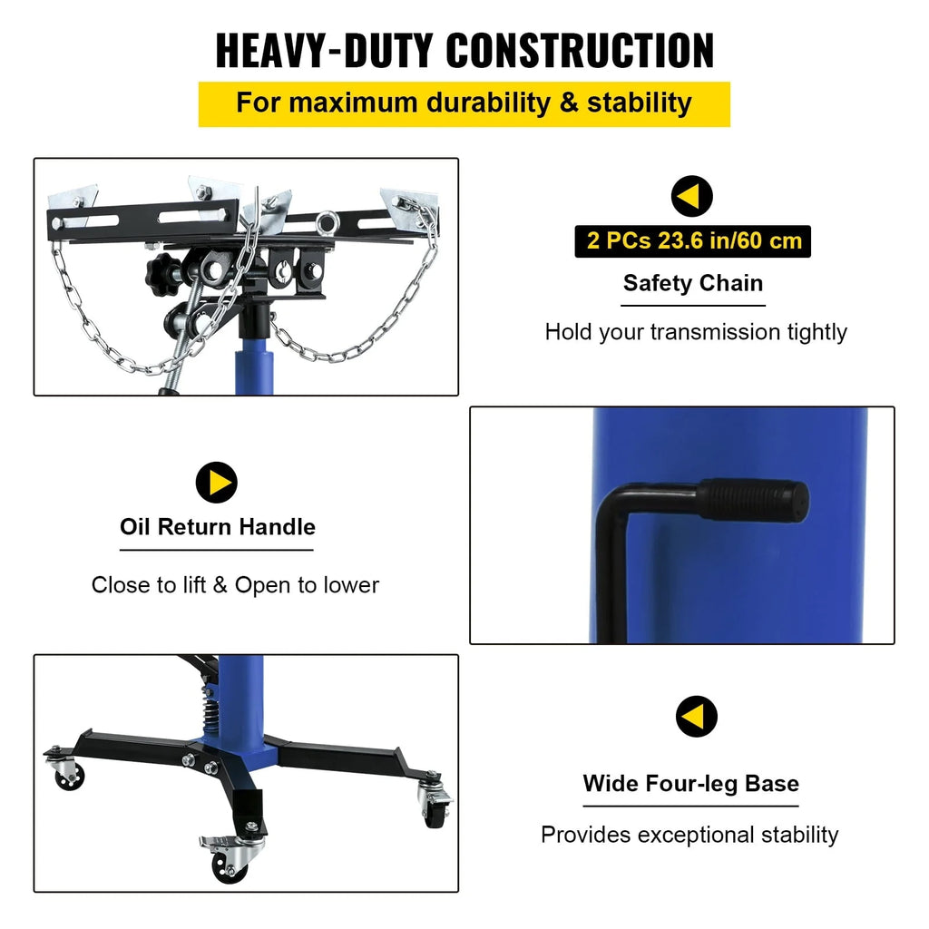 BENTISM Transmission Jack 1100 lbs 2-Stage Hydraulic High Lift Vertical Telescopic,Blue