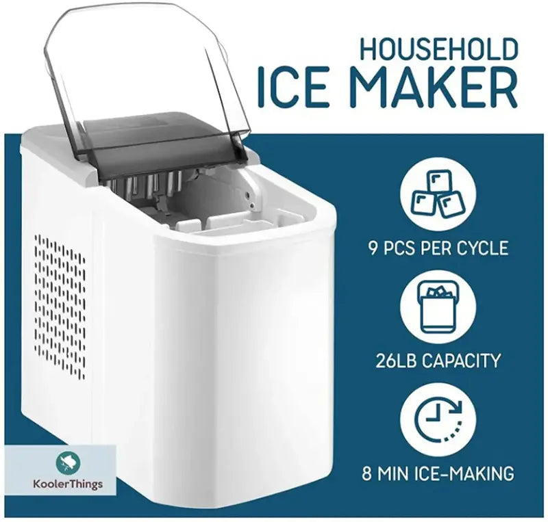Countdown LED Ice Maker with Rapid Ice Cube Production and Digital Display