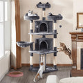 Topeakmart 69” Large Cat Tree Tower with 2 Condos and Scratching Post, Dark Gray