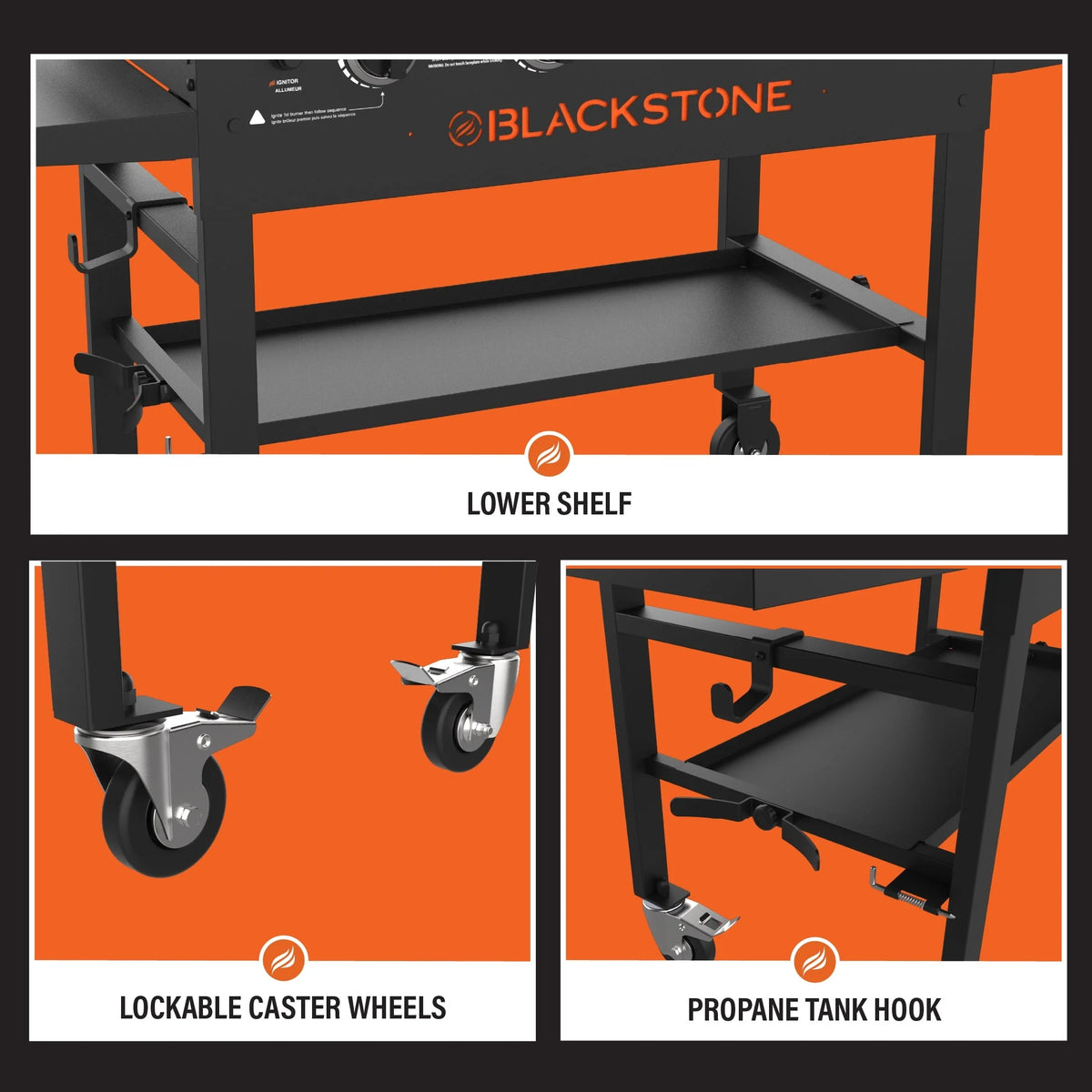 4 - Burner 36" Griddle Cooking Station with Side Shelves
