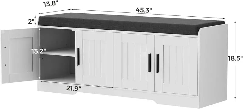 Two-Tier Entryway Bench with Thick Padded Seat & Shoe Storage – Modern Hallway Organizer