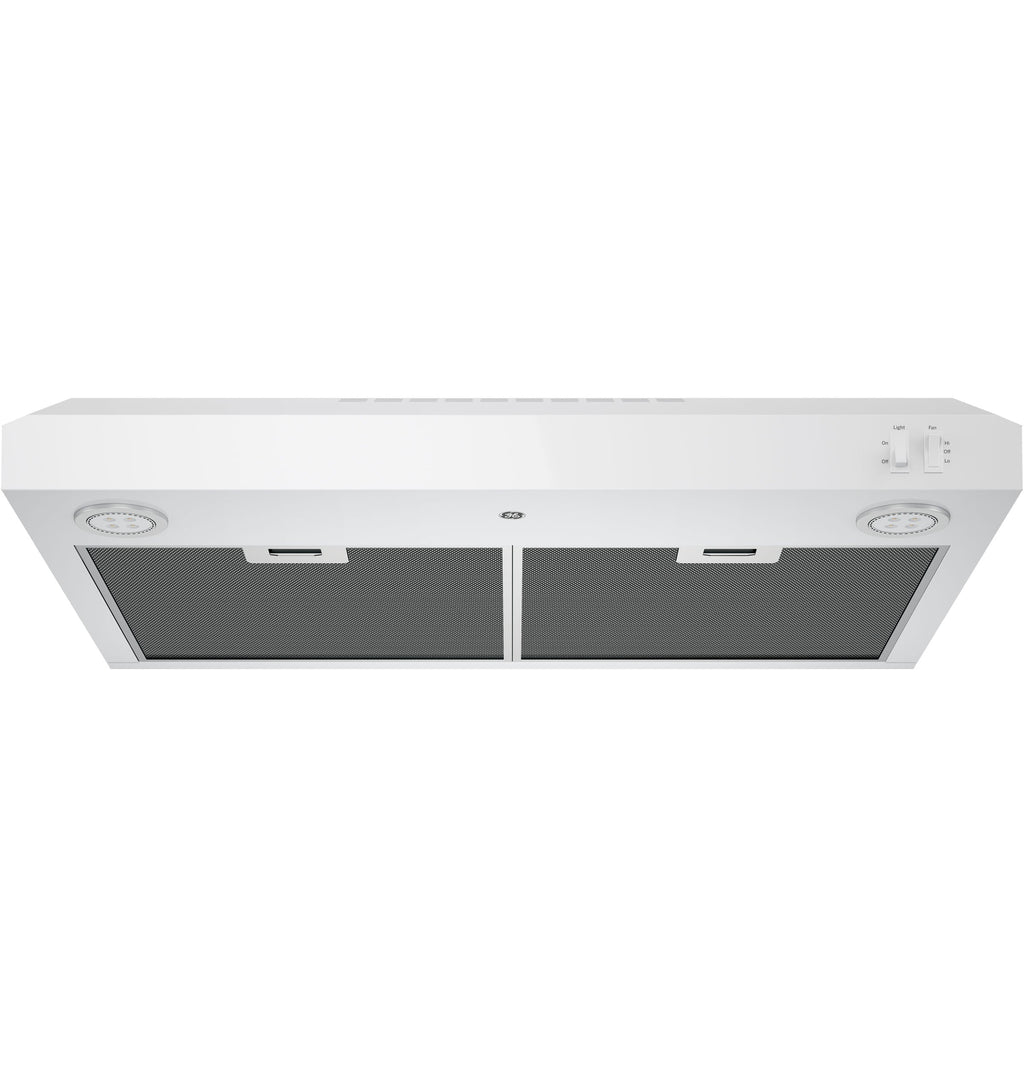 GE - 30" Convertible Range Hood - White on white
