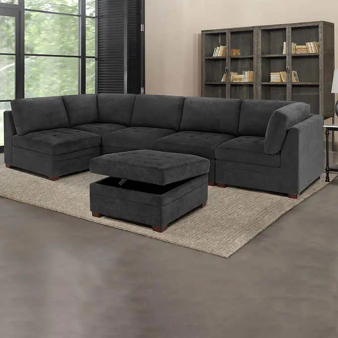 Thomasville Tisdale Fabric Sectional – Includes Storage Ottoman and Modern Profile
