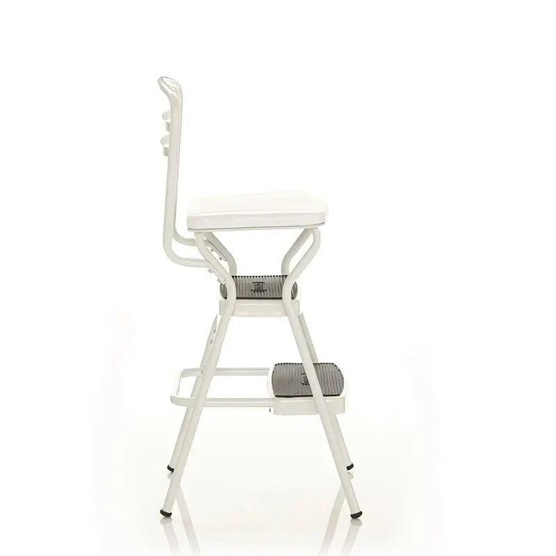 COSCO Stylaire Retro Step Stool Chair  Flip-Up Seat Design, White Finish, Single Unit